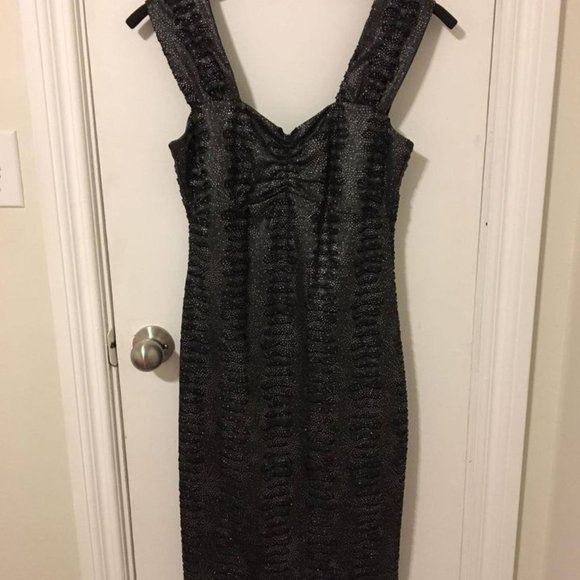 New Frank Lyman Design Ladies Formal Dress Black Sequence Glitter NWL Small Wedd - Picture 2 of 6